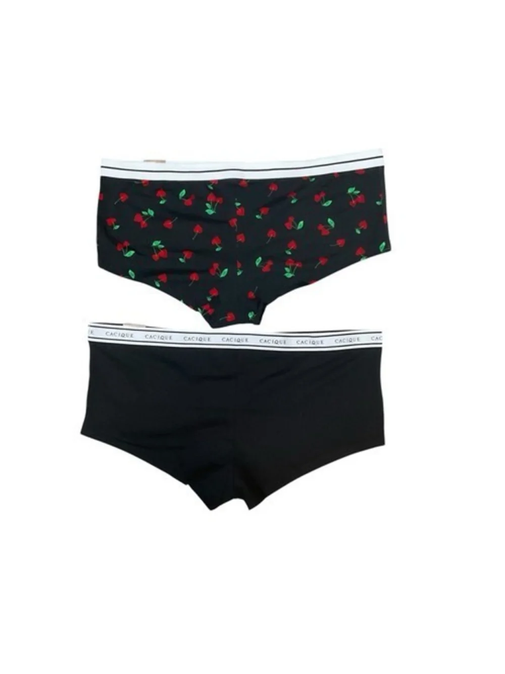 NWT Cacique Cotton Boyshorts Black/Red Lot‎ of 2 Panty Women 22/24 India Cotton